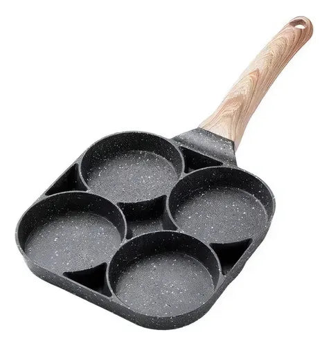 Sartén Antiadherente de 4 Puestos: Prepara Desayunos Rápidos y Perfectos