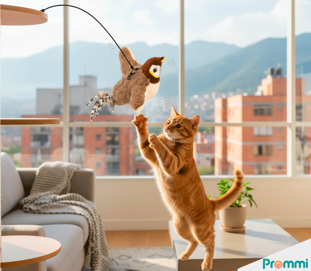 Juguete Interactivo para Gatos: Pájaro Realista con Movimiento y Catnip | El Juguete para Gatos Animado