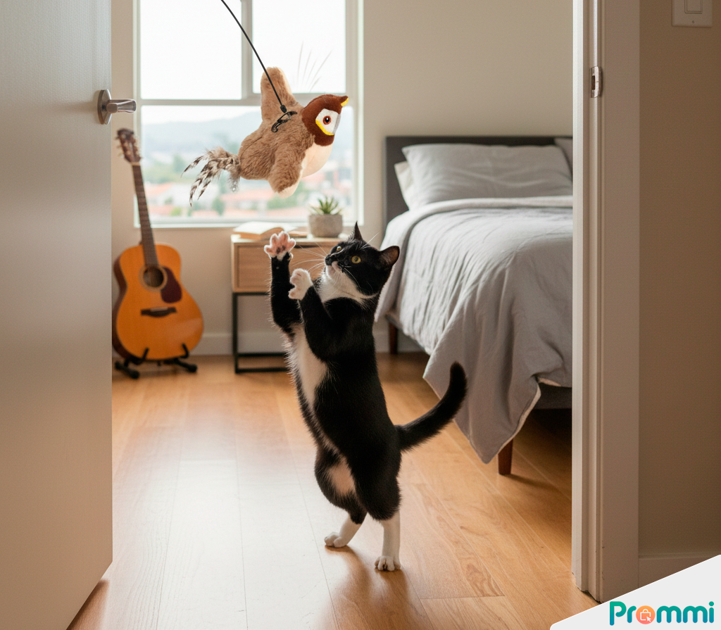 Juguete Interactivo para Gatos: Pájaro Realista con Movimiento y Catnip | El Juguete para Gatos Animado